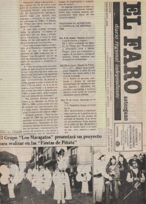 Noticia sobre la Piñata en 1984.  (Archivo Julián Velasco)